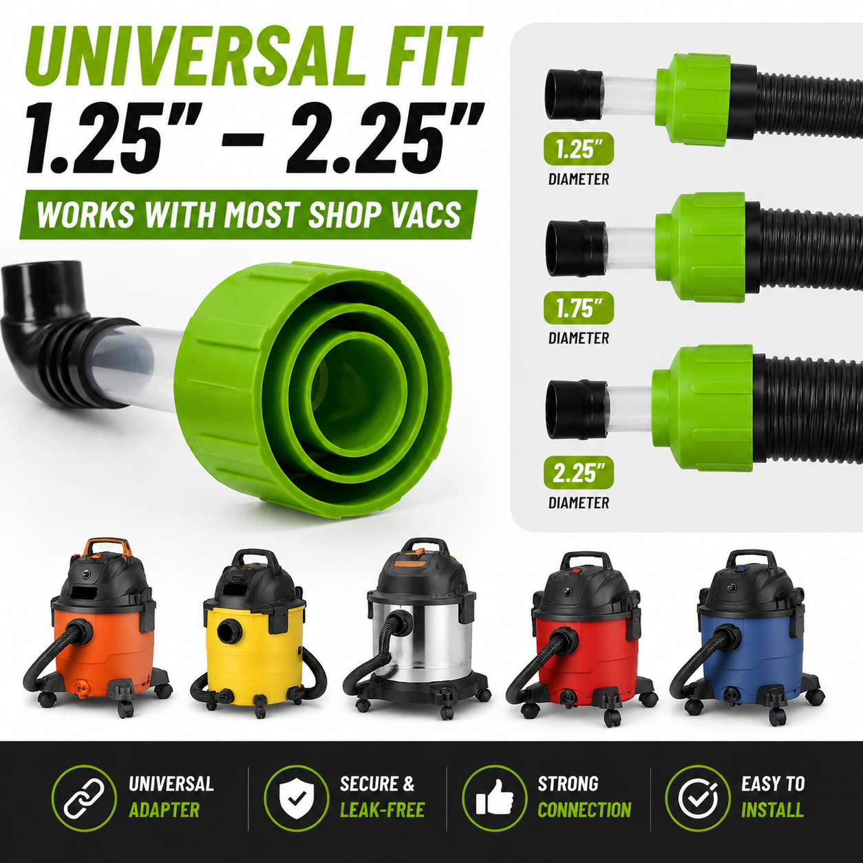 Universal fit for PVC and shop-vac hoses