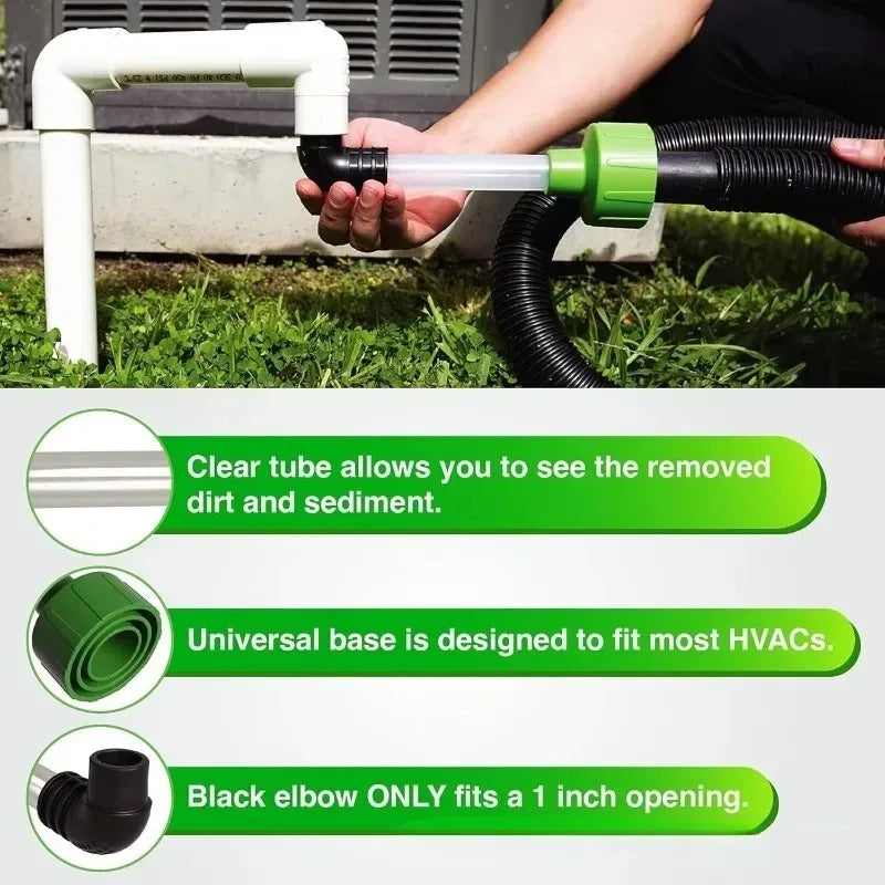Communication Drain Line Cleaning Tool HVAC Duct Adapter, Cleans A/C Condensate Drain Line
