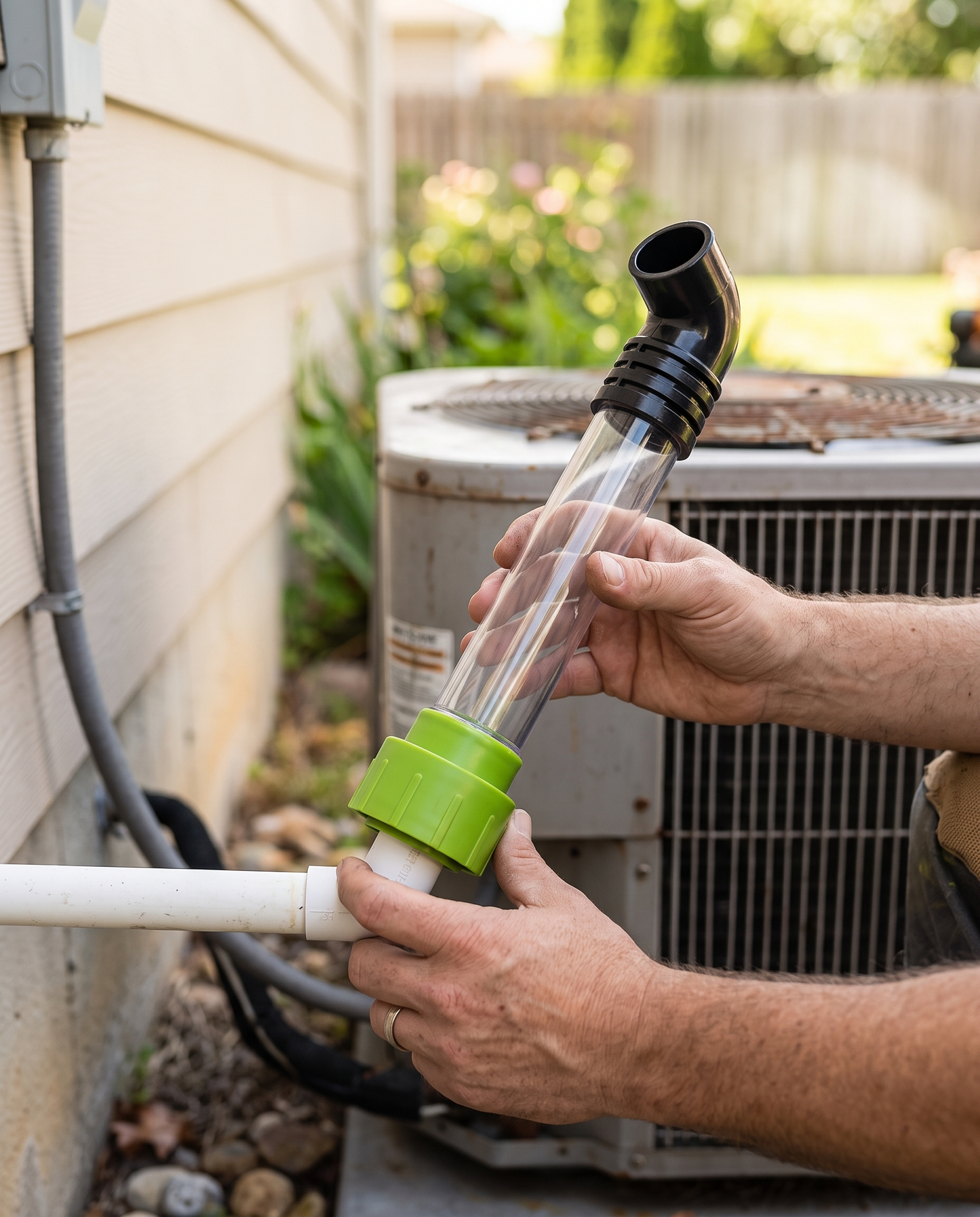 Attaching ClearLine to the AC drain pipe