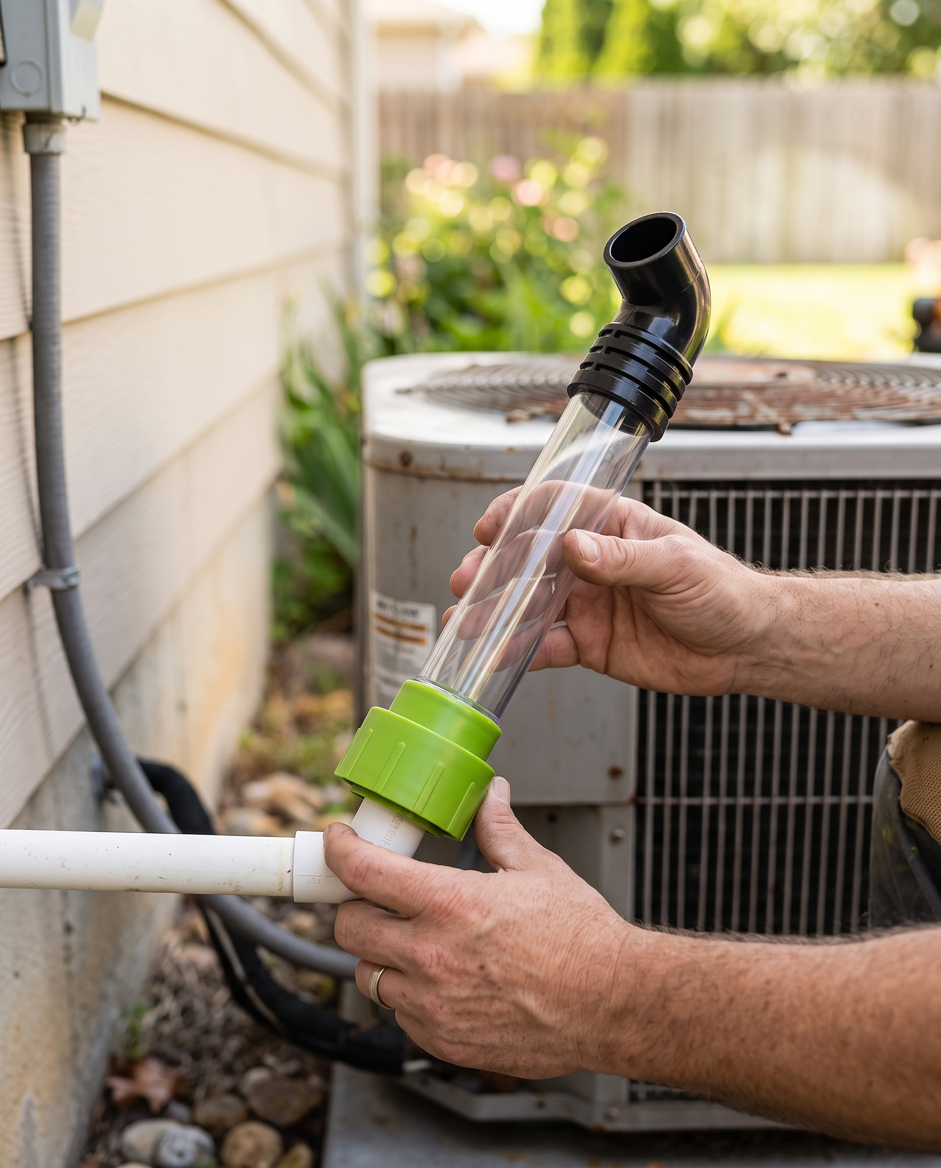 Attaching ClearLine to the AC drain pipe